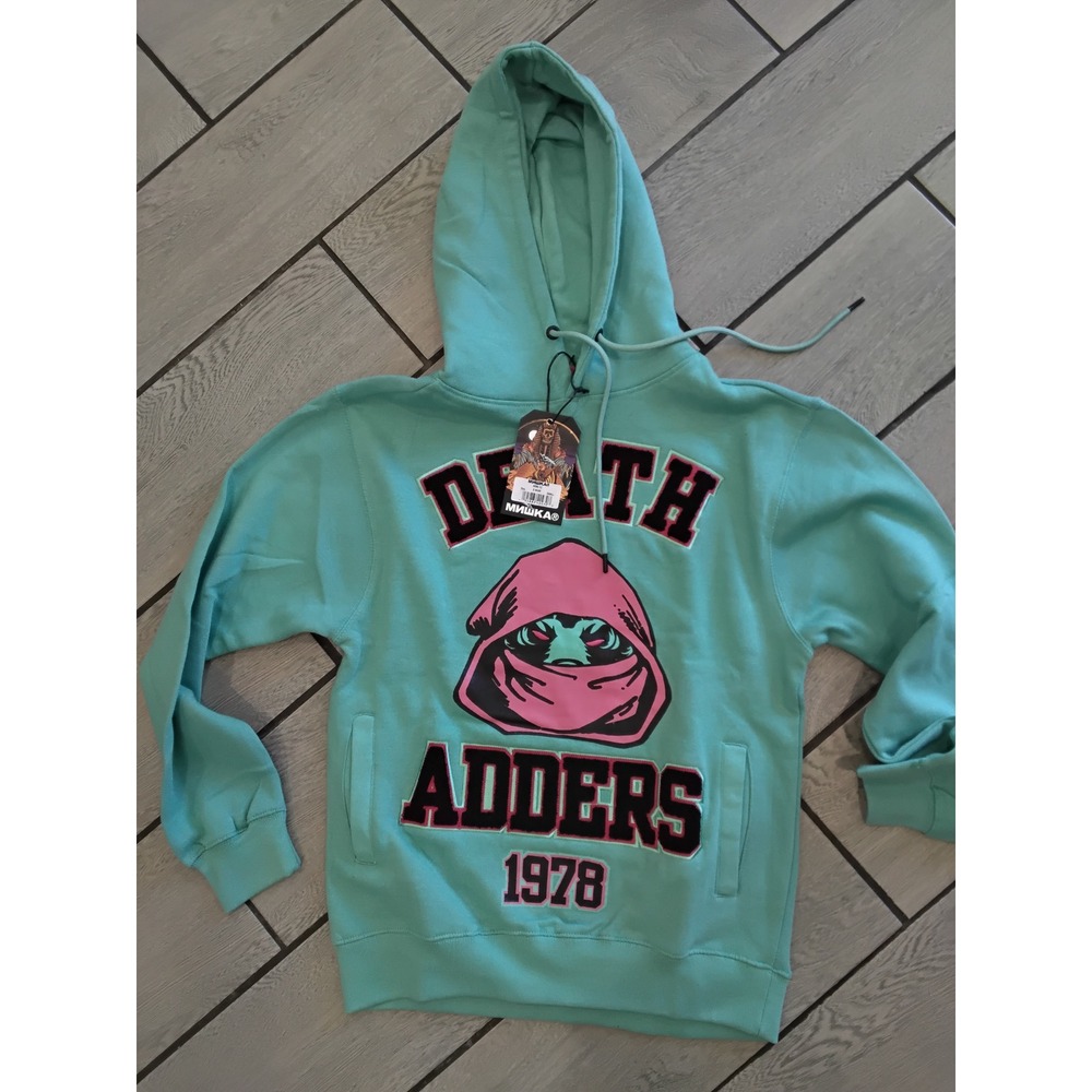 Mishka Death Adders 1978 Teal Hoodie  Small NWT Streetwear Graphic Sweatshirt